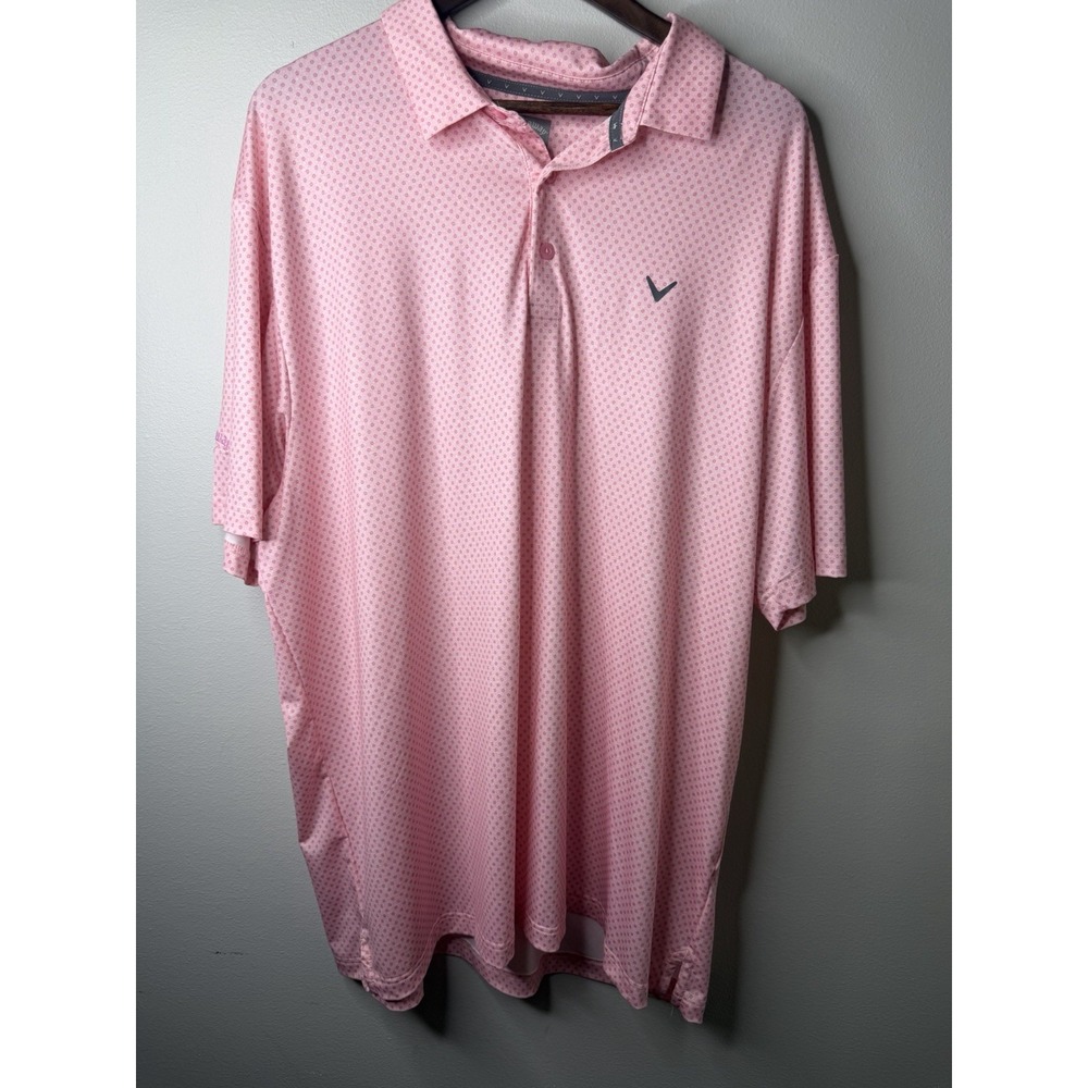 Callaway golf polo, mens Size XXL Opti Dri Sun Protection Cooling Pink